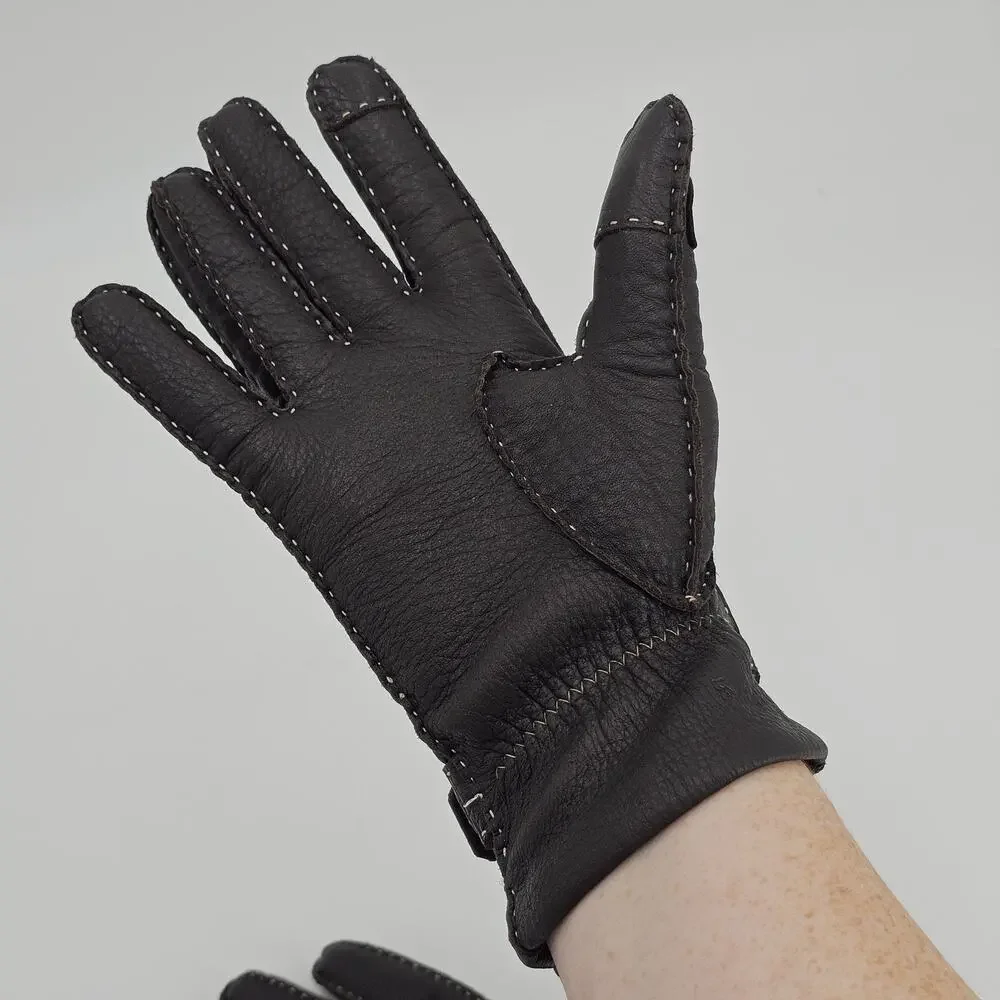 Womens Ladies Brown Leather Driving Gloves Size 7.5
